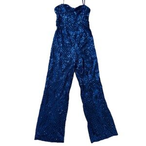 Lulu's Midnight Blue Sequin Jumpsuit